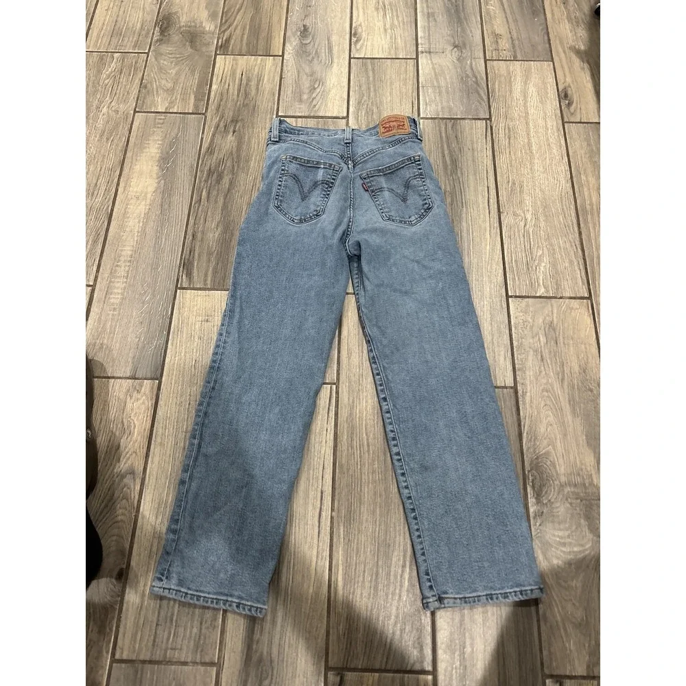 Levi's Ribcage Straight Cropped Jeans Women's Size 26 Medium Wash Button Fly